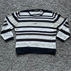 Valerie Separates Blouse Womens Large Petite 100% Silk Striped Clean Girl Preppy
